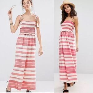 ASOS Shirred Maxi Dress Pom Pom Details